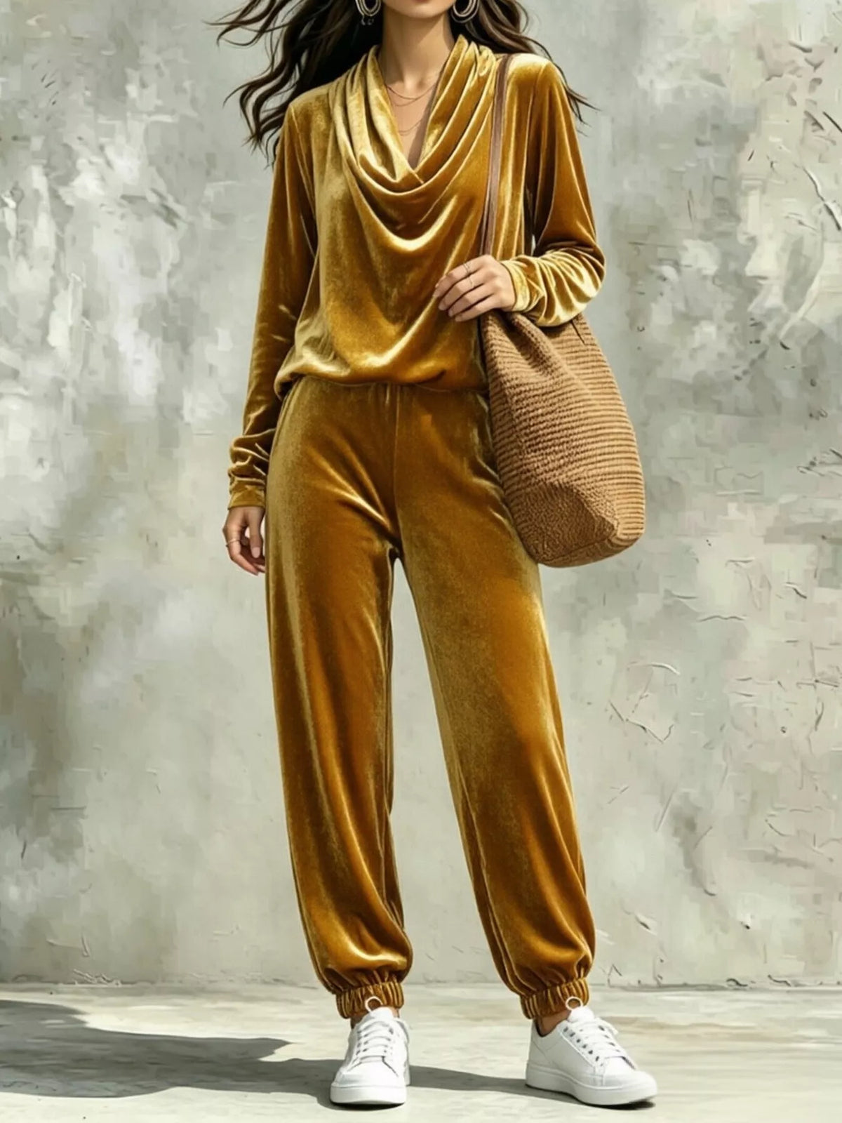Cowl Neck Top and Joggers Set