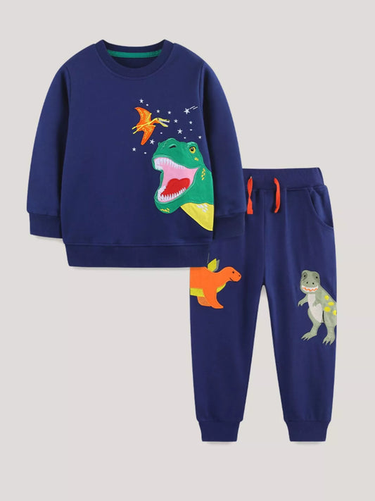 Children's Dinosaur Embroidered Top and Pants Set