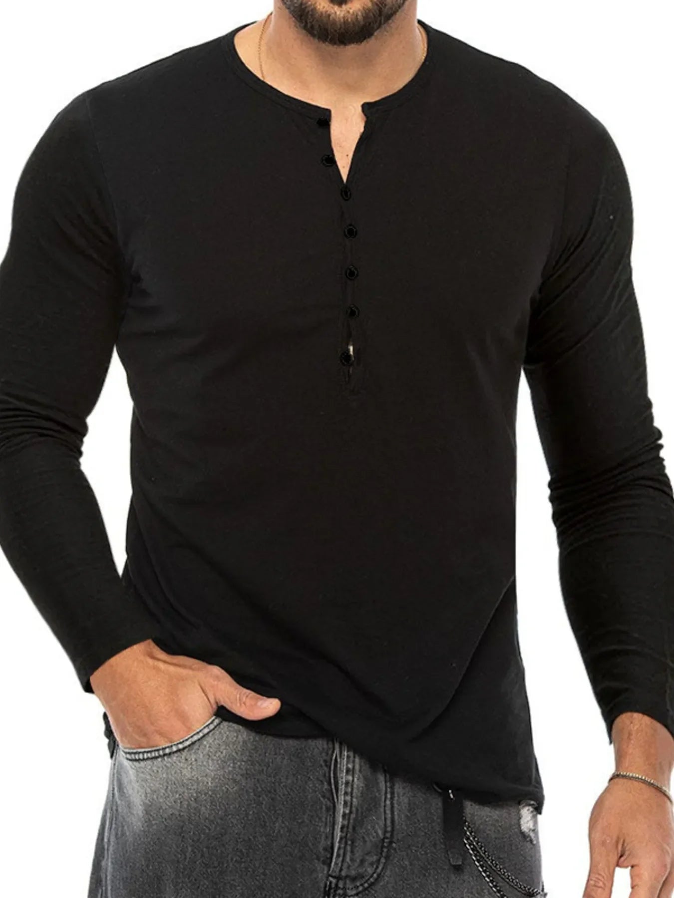 Men's Plus Size Button Detail Short Sleeve T-Shirt