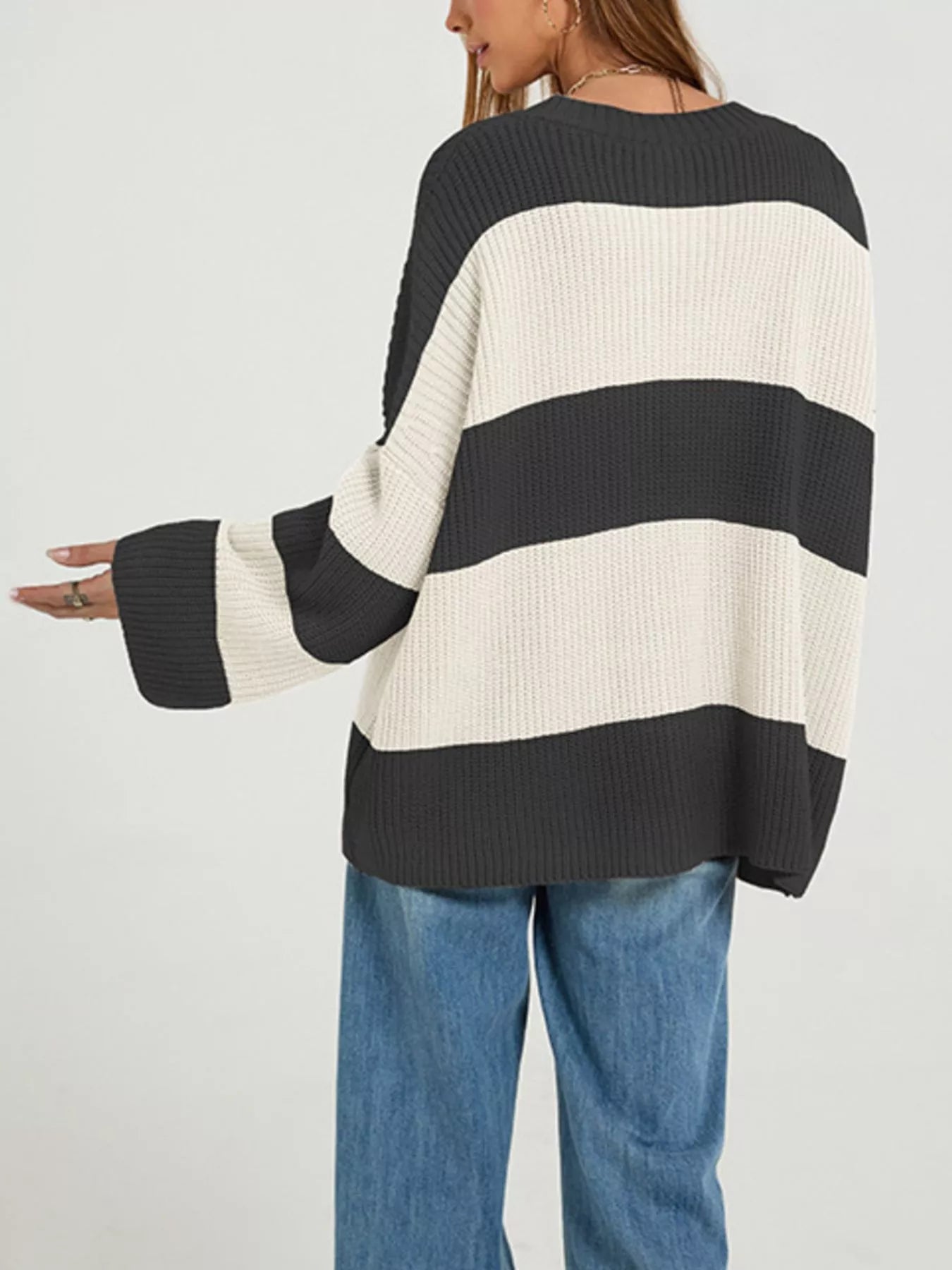 Color Block Striped Button-Up Cardigan