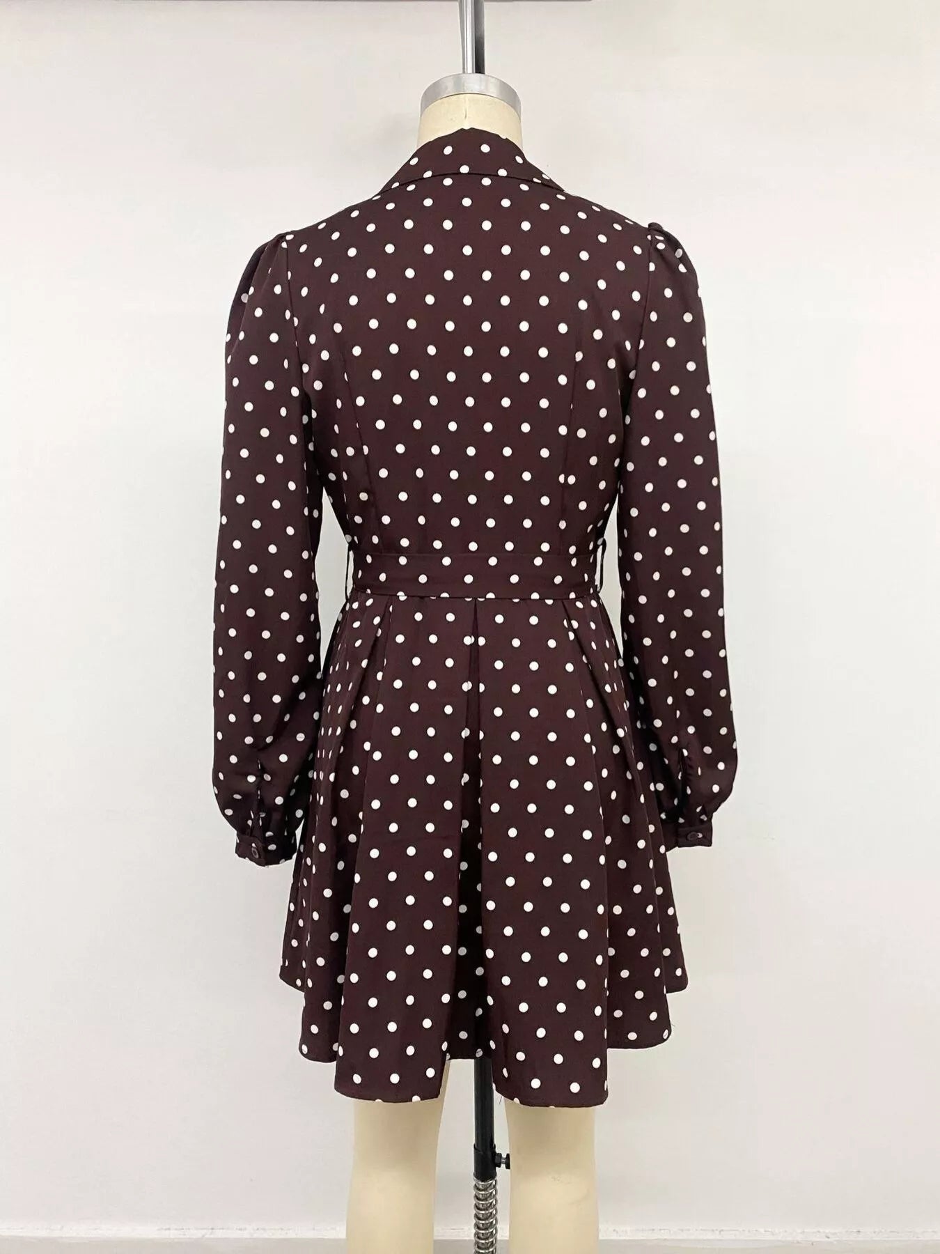Polka Dot Long Sleeve Shirt Dress