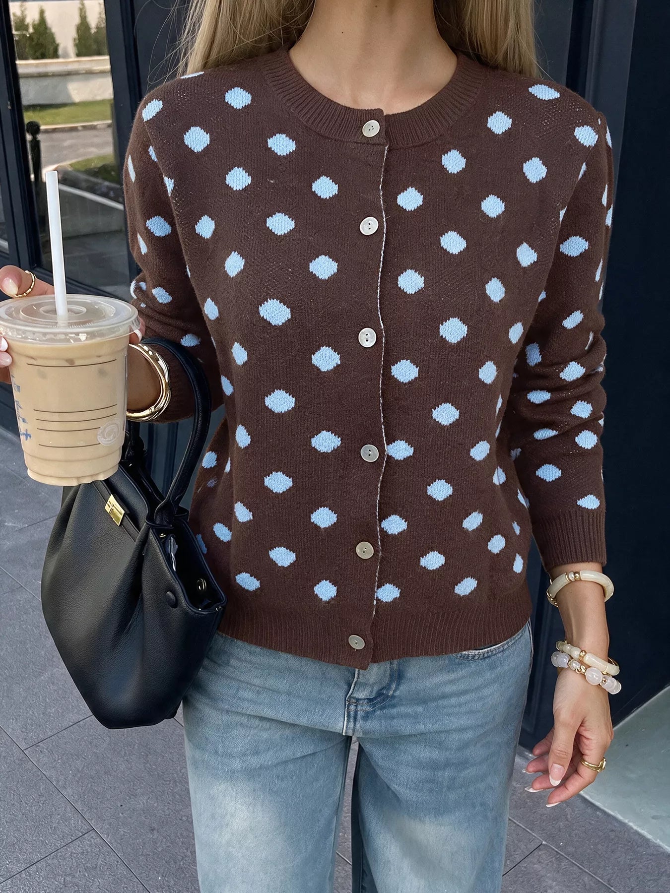 Polka Dot Button Up Cardigan