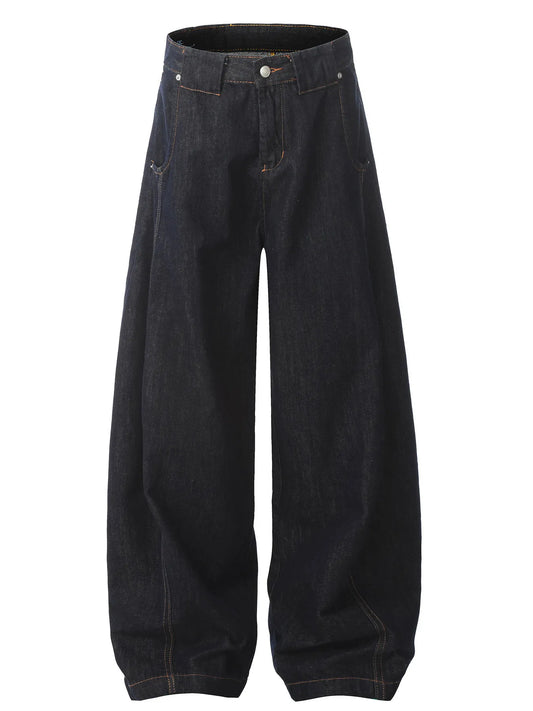 Men's Oversized Wide-Leg Wash Denim Jeans