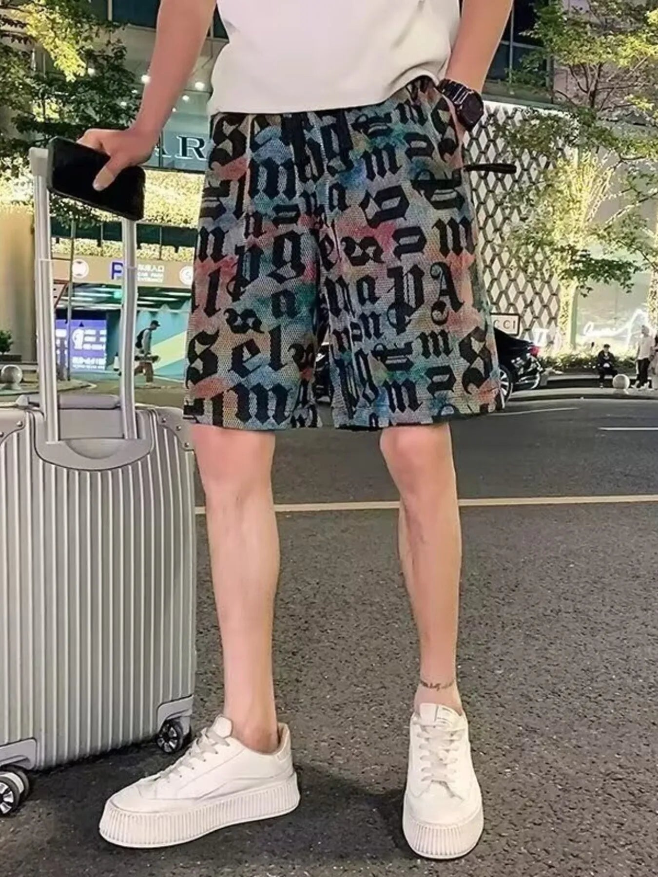 Men's Plus Size Drawstring Printed Skirt