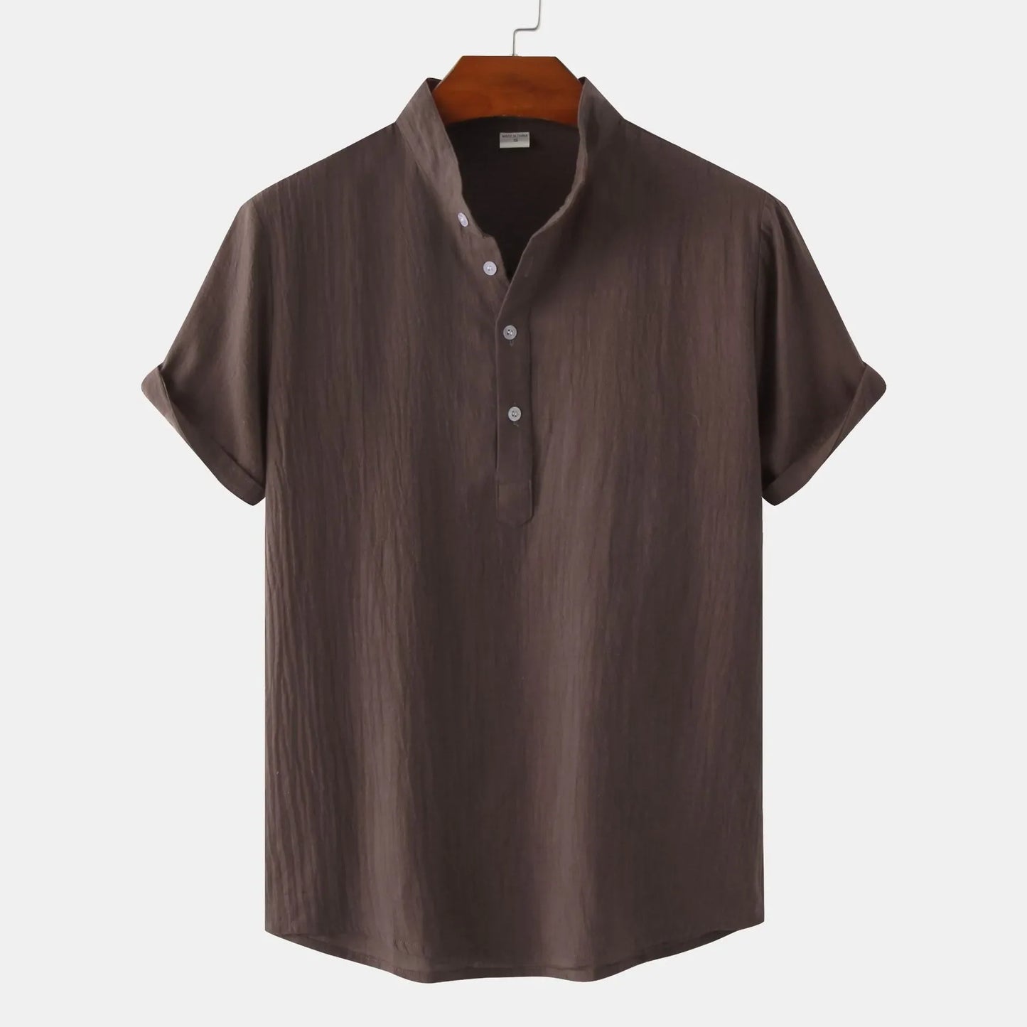 Men's Mandarin Collar Short Sleeve Henley Shirt