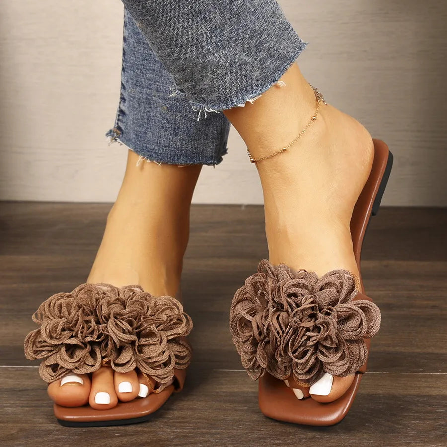 Floral Embellished Flat Sandals