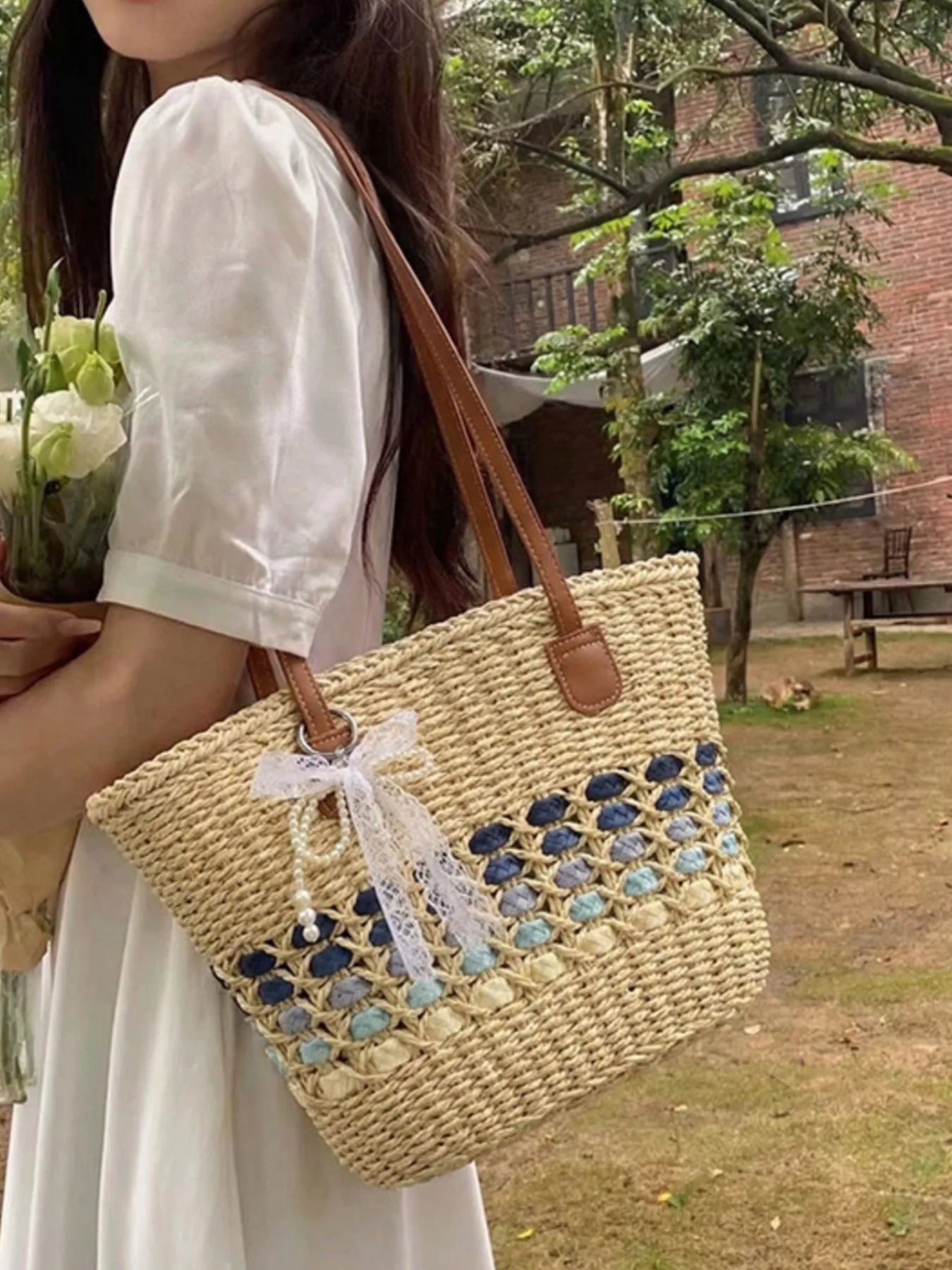 Woven Straw Shoulder Bag