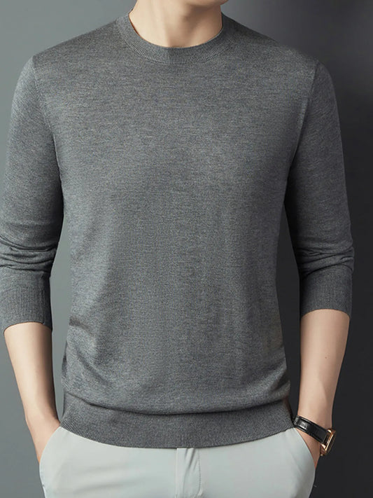 Men's Full Size Round Neck Long Sleeve Knit Top Plus Size