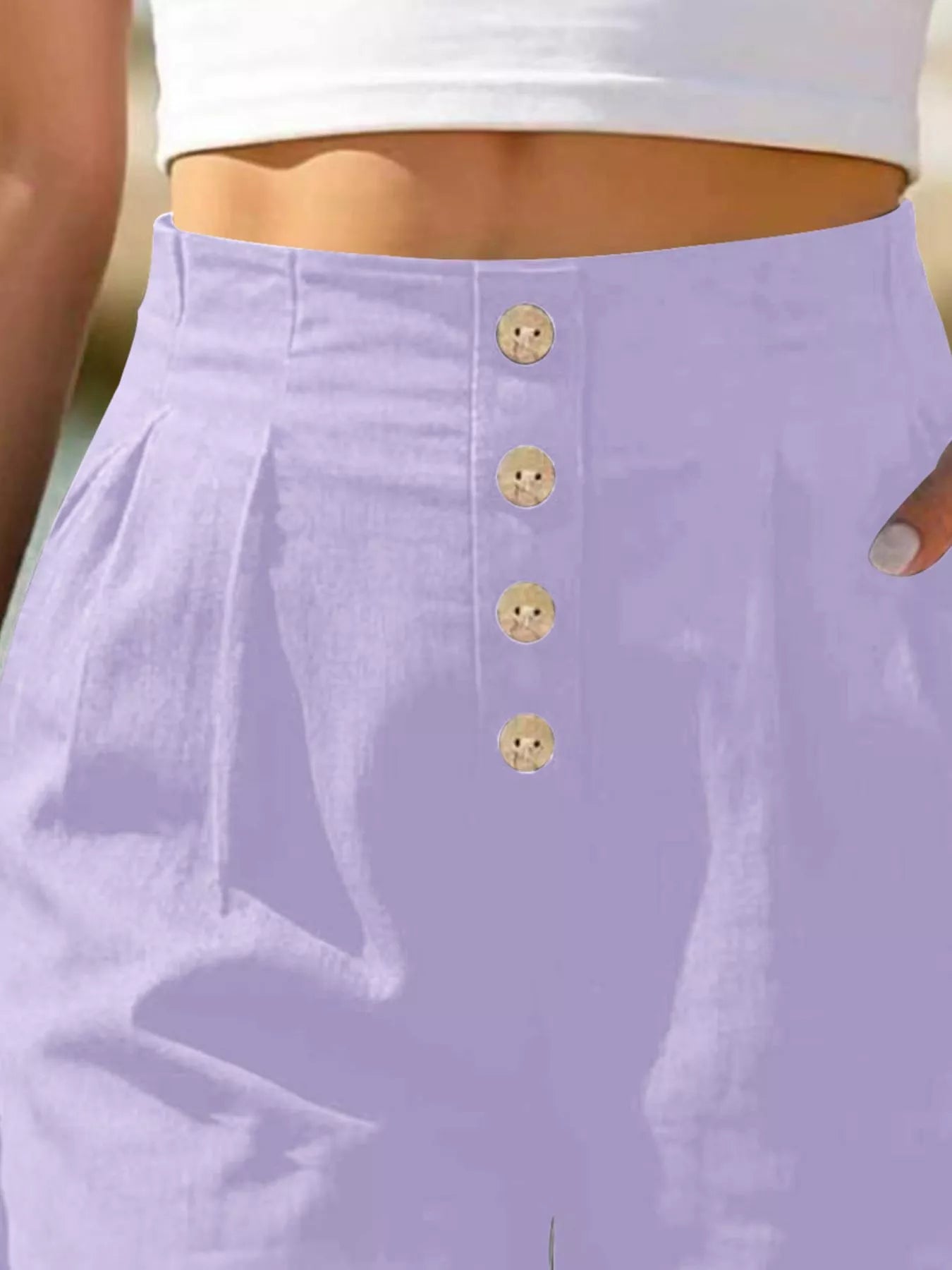 Button Fly High Waist Shorts