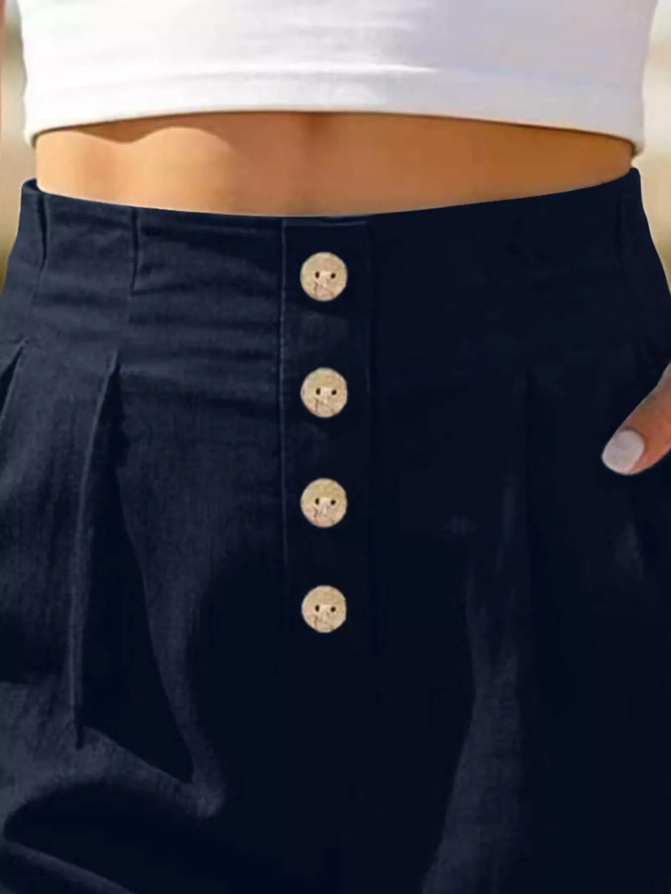 Button Fly High Waist Shorts