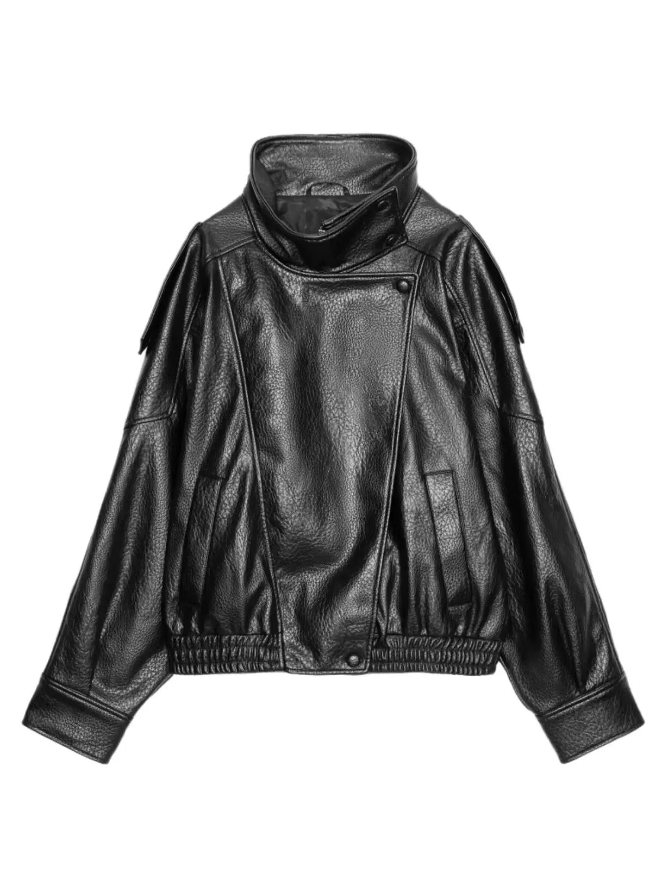 Asymmetrical Faux Leather Moto Jacket