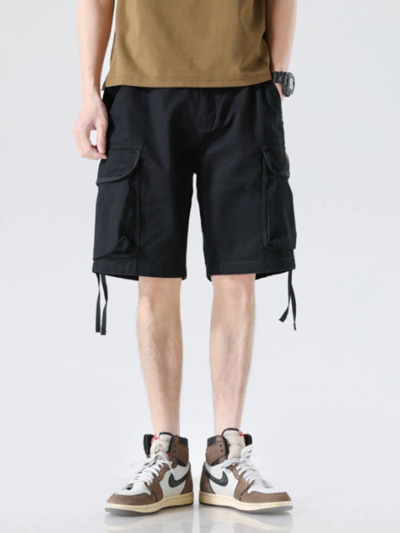 Men's Drawstring Wide Leg Cargo Shorts