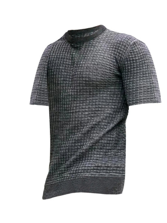Men's Full Size Textured Knit Short Sleeve T-Shirt Plus Size