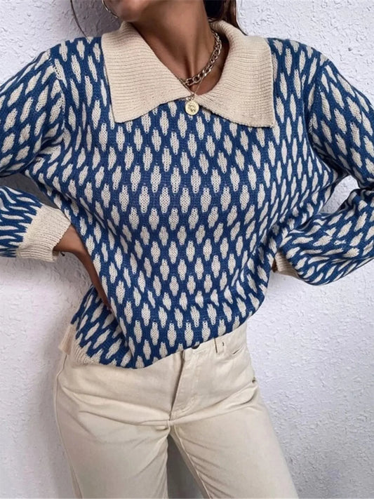 Diamond Pattern Peter Pan Collar Sweater