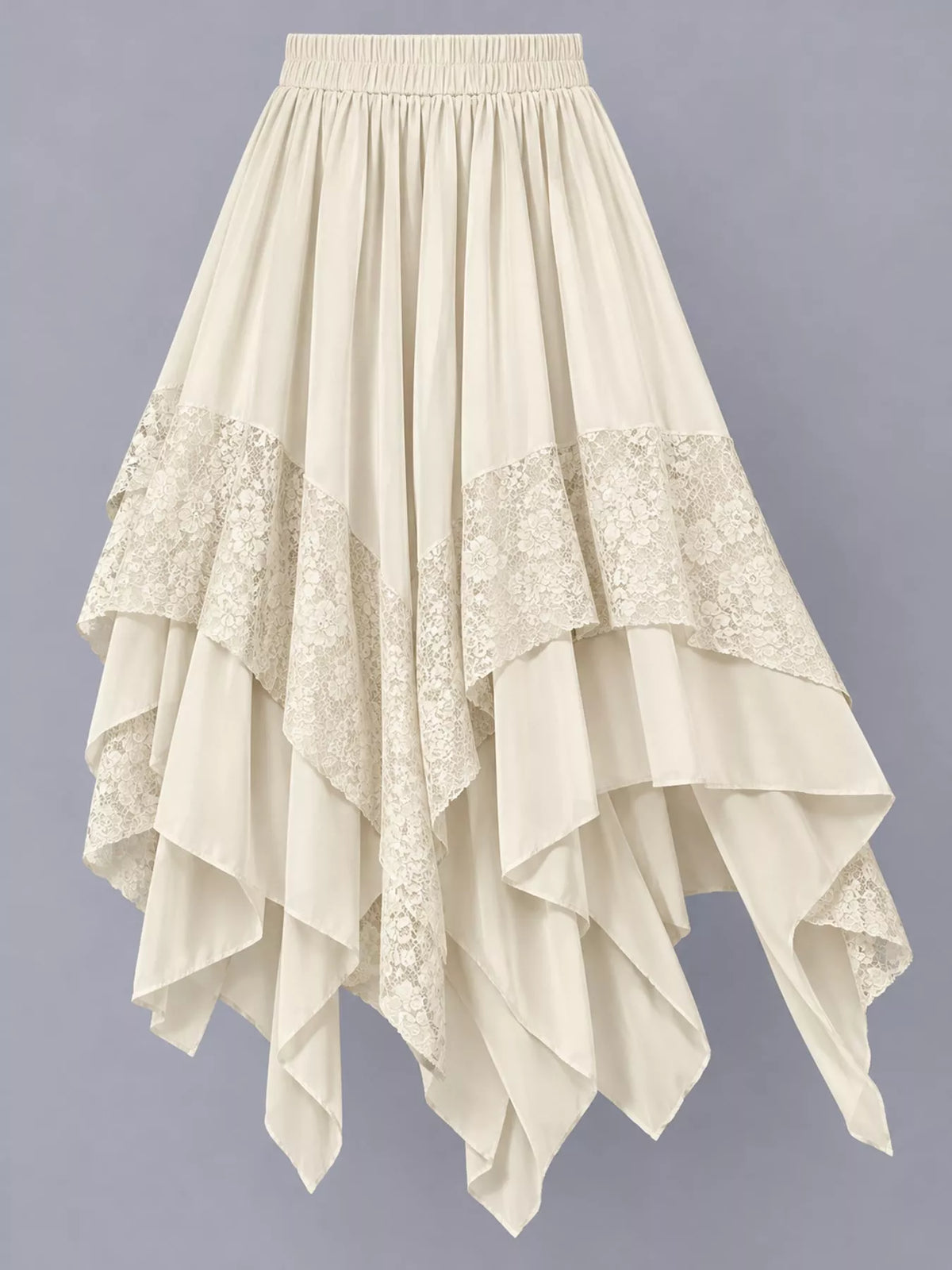 Full Size Asymmetrical Hem Lace Detail Skirt Plus Size