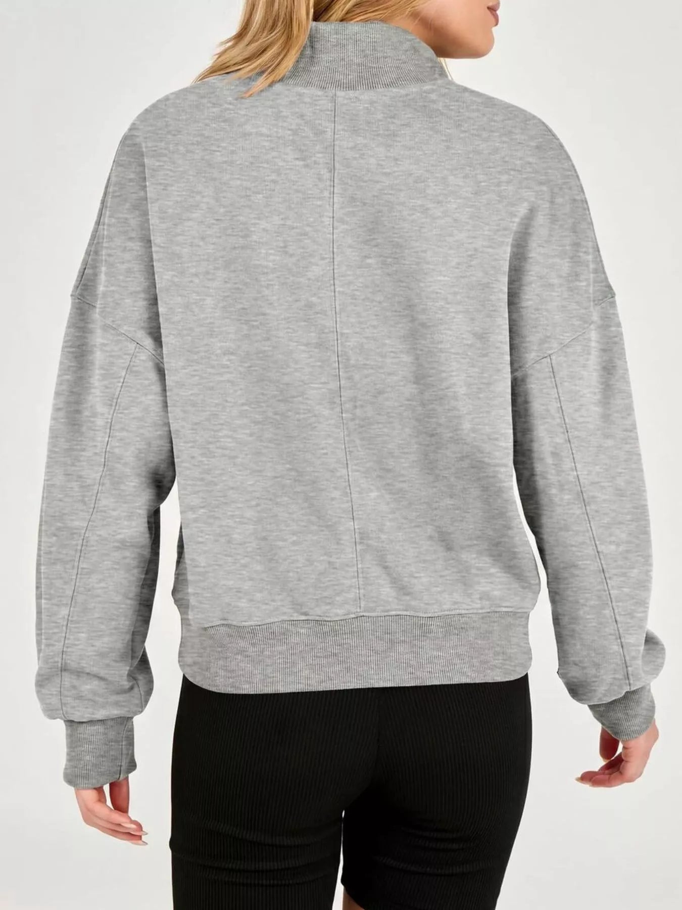 Half Snap Dropped Shoulder Sweatshirt