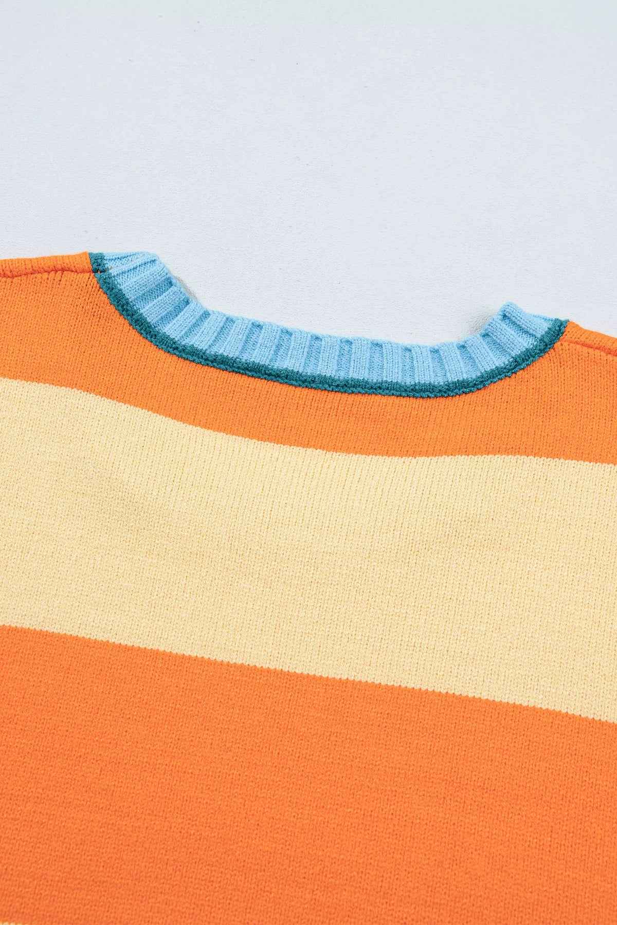 Plus Size Striped Color Block Round Neck Long Sleeve Oversized Sweater