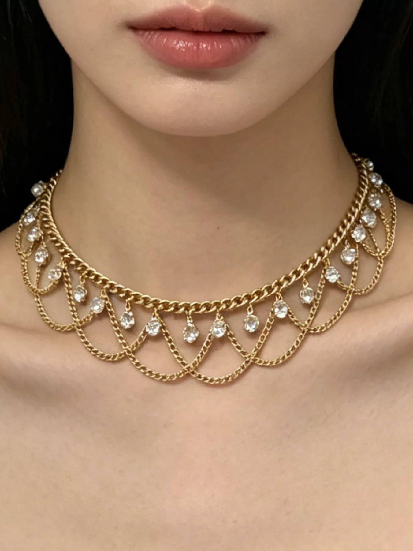 18K Gold-Plated Zircon Chain Necklace