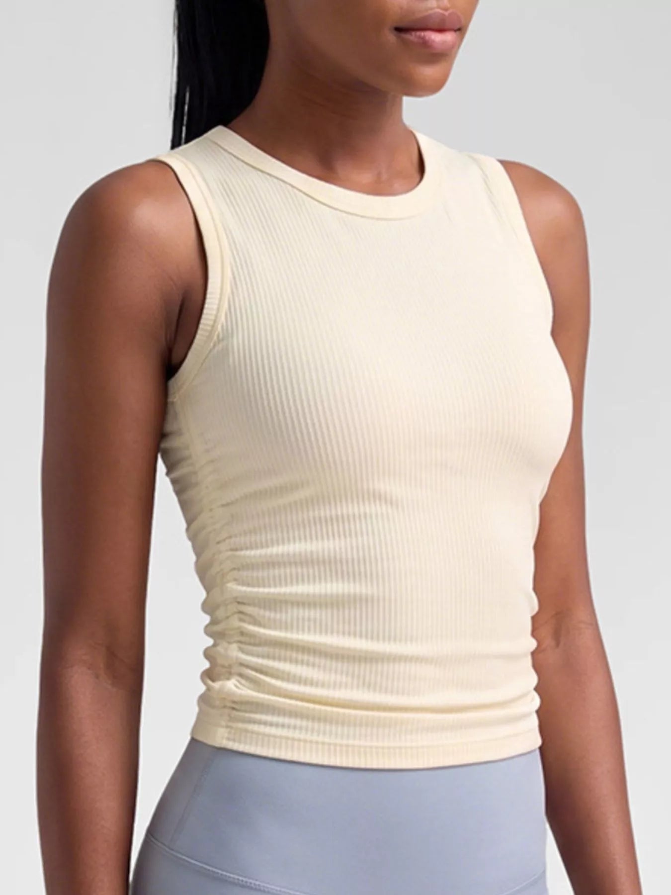 Ribbed Ruched Active Tank