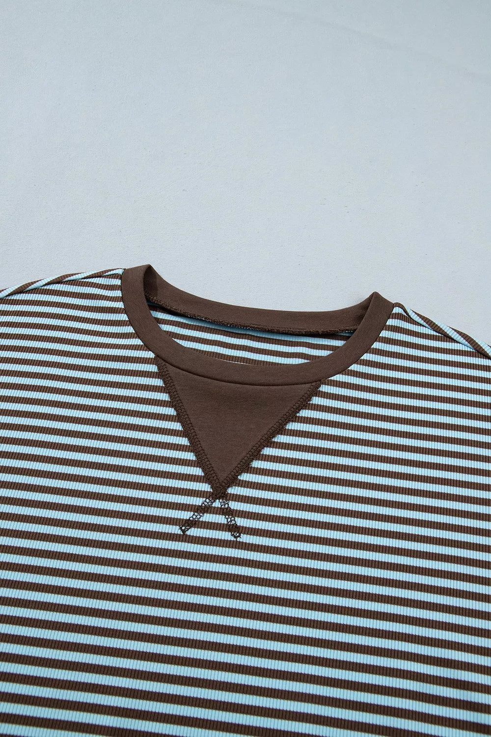 Stripe Oversized Long Sleeve Top Drawstring Loose Shorts 2pcs Set