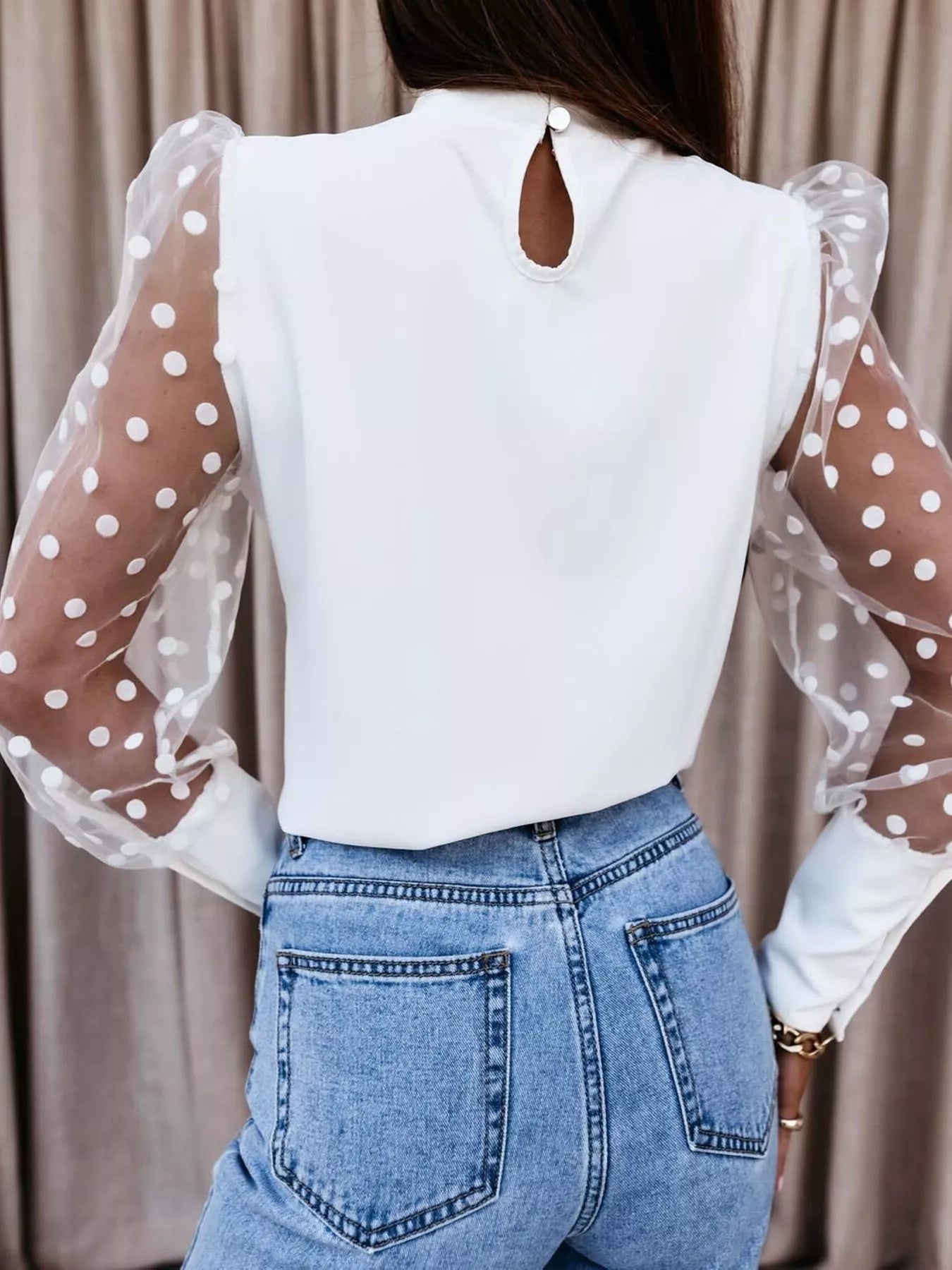 Sheer Polka Dot Sleeve Top