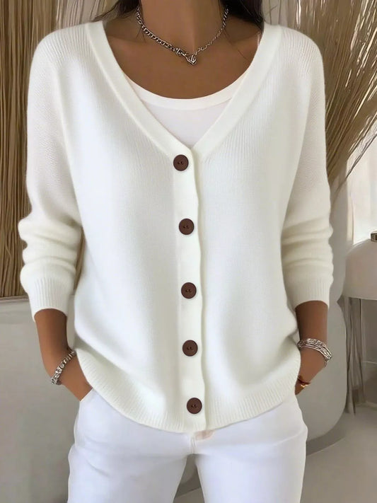 Full Size V-Neck Button-Down Knit Cardigan Plus Size