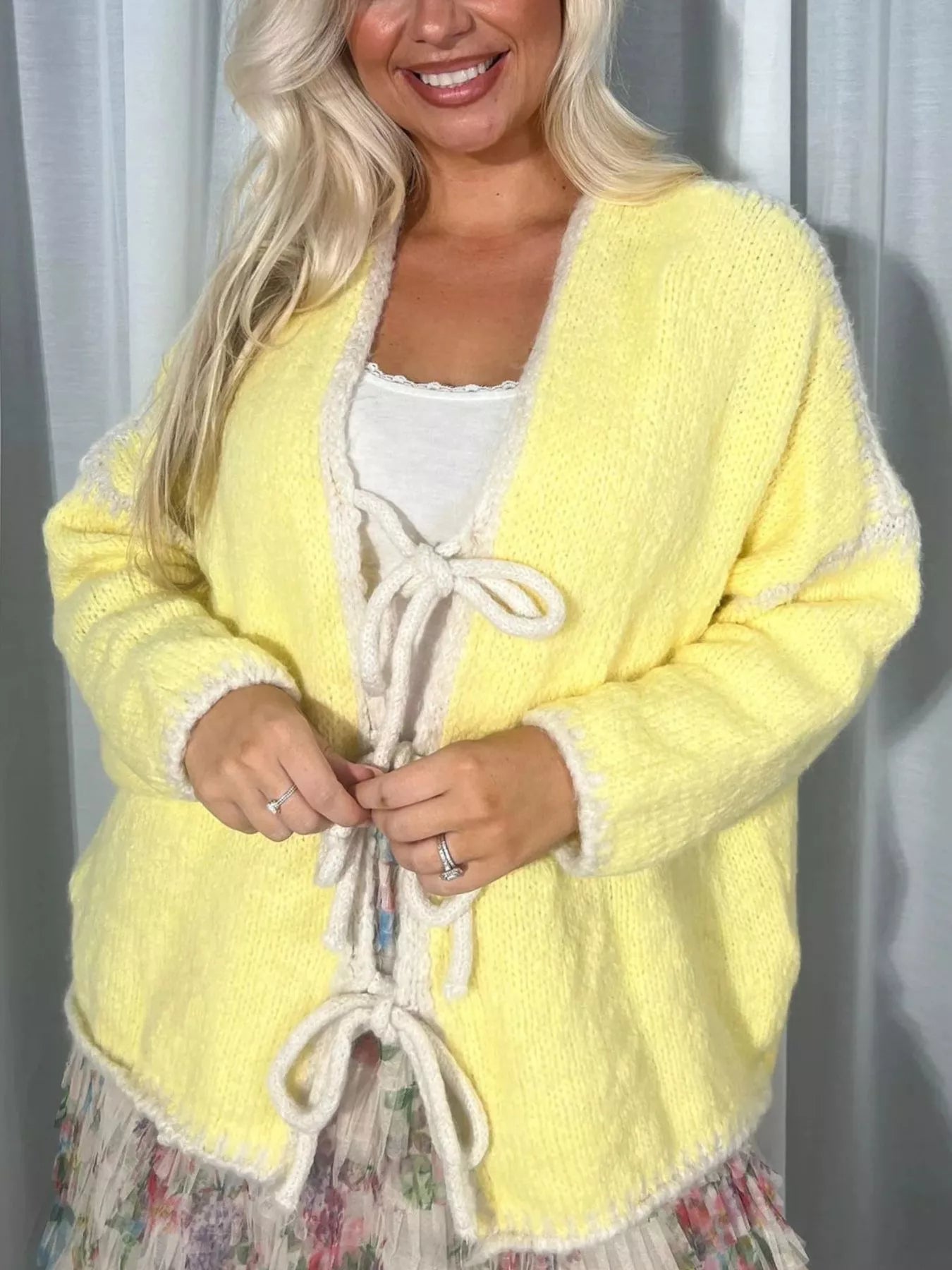 Tie Front Drop Shoulder Cardigan