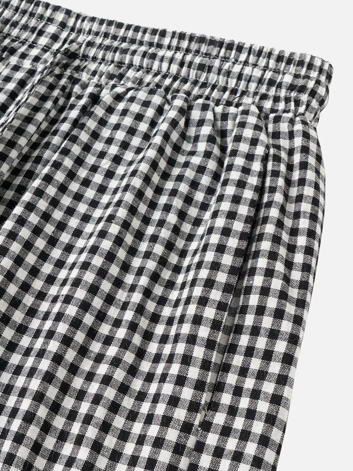 High-Waisted Gingham Wide-Leg Drawstring Pants