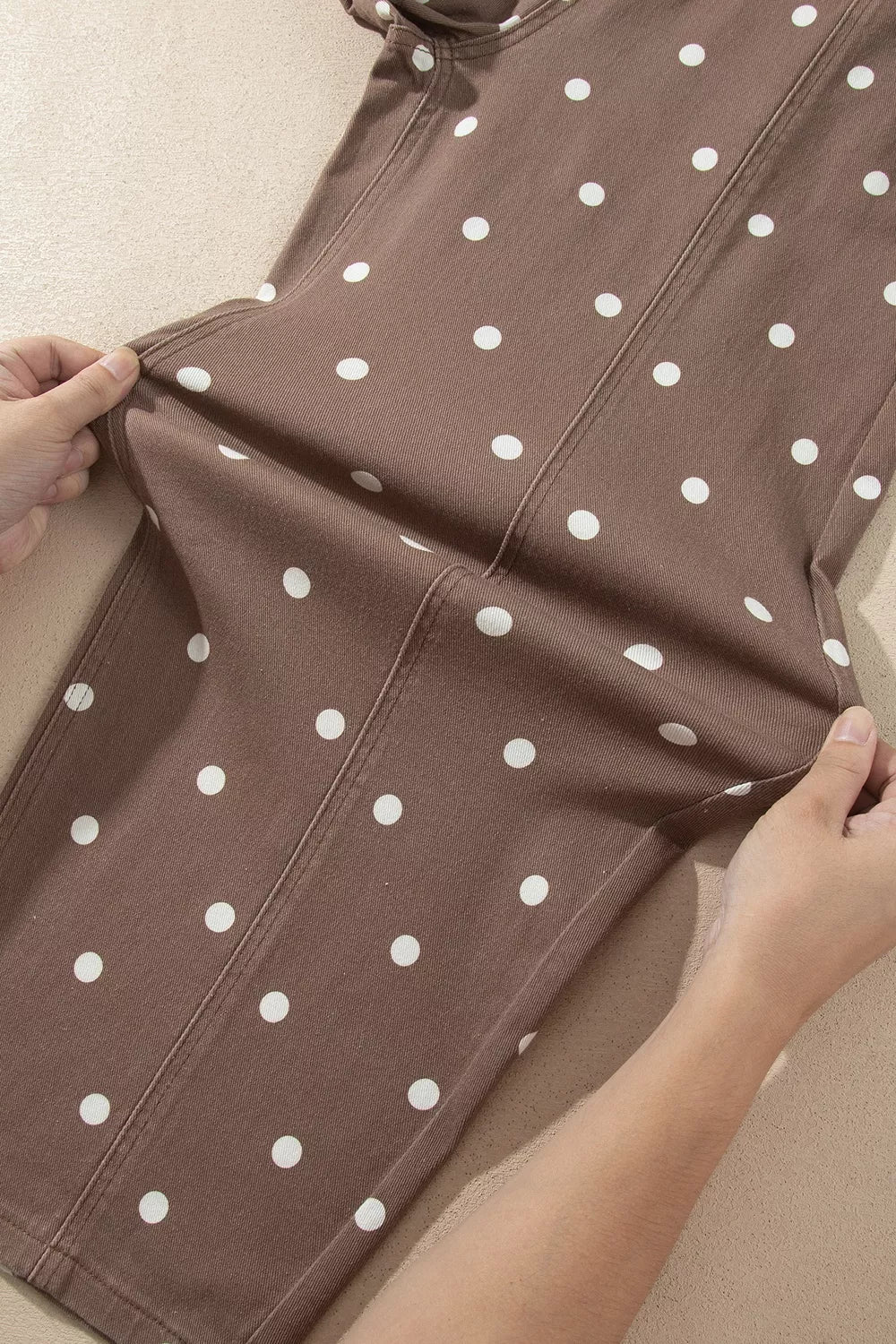 Tailored Seam Polka Dot Print Barrel Casual Jeans