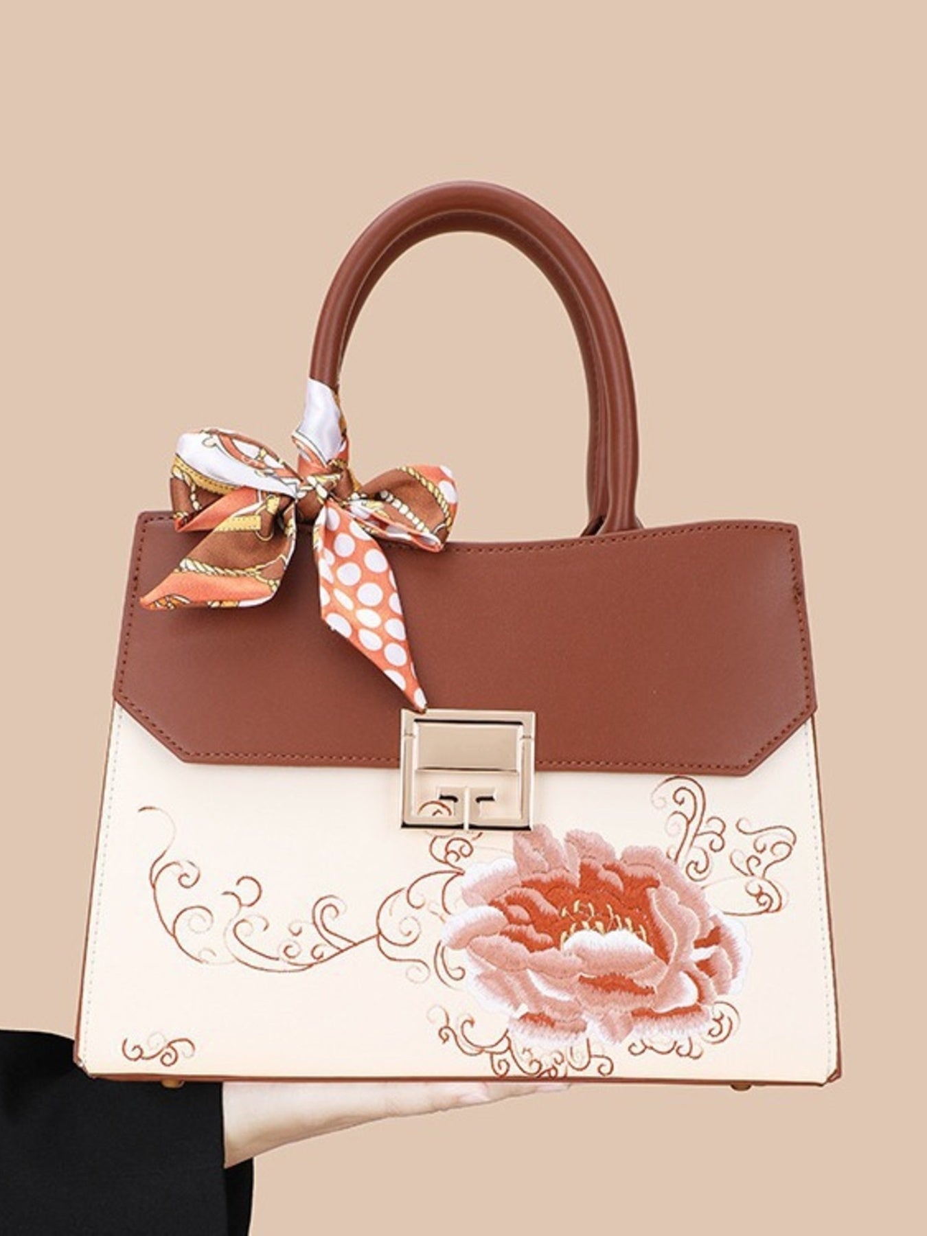 Floral Top Handle Handbag