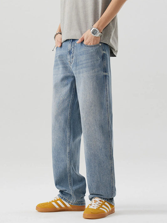 Men's Casual Loose Fit Wash Jeans