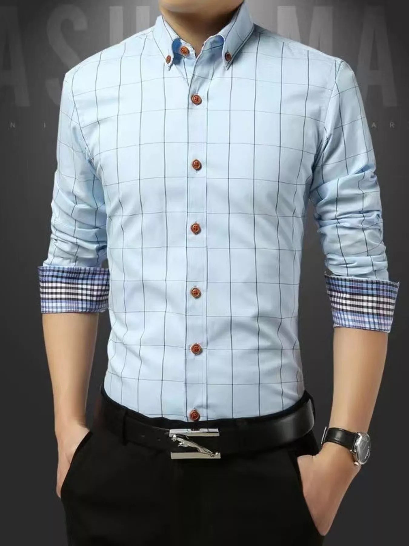 Men's Plus Size Classic Plaid Button-Down Shirt