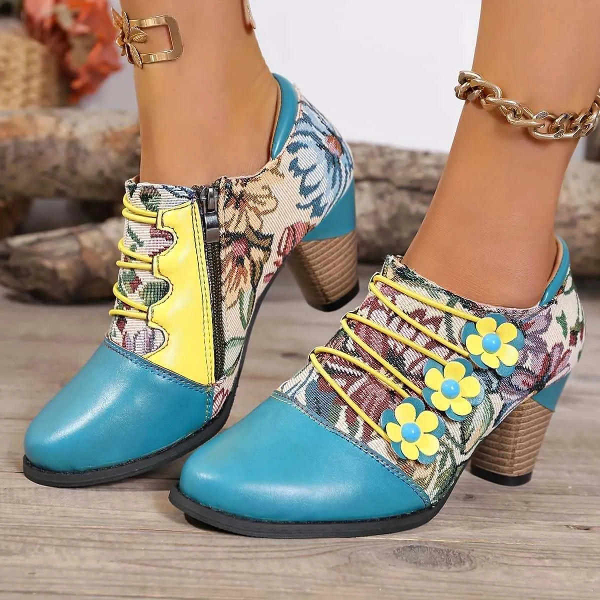 Vintage Bohemian Patchwork Ankle Boots