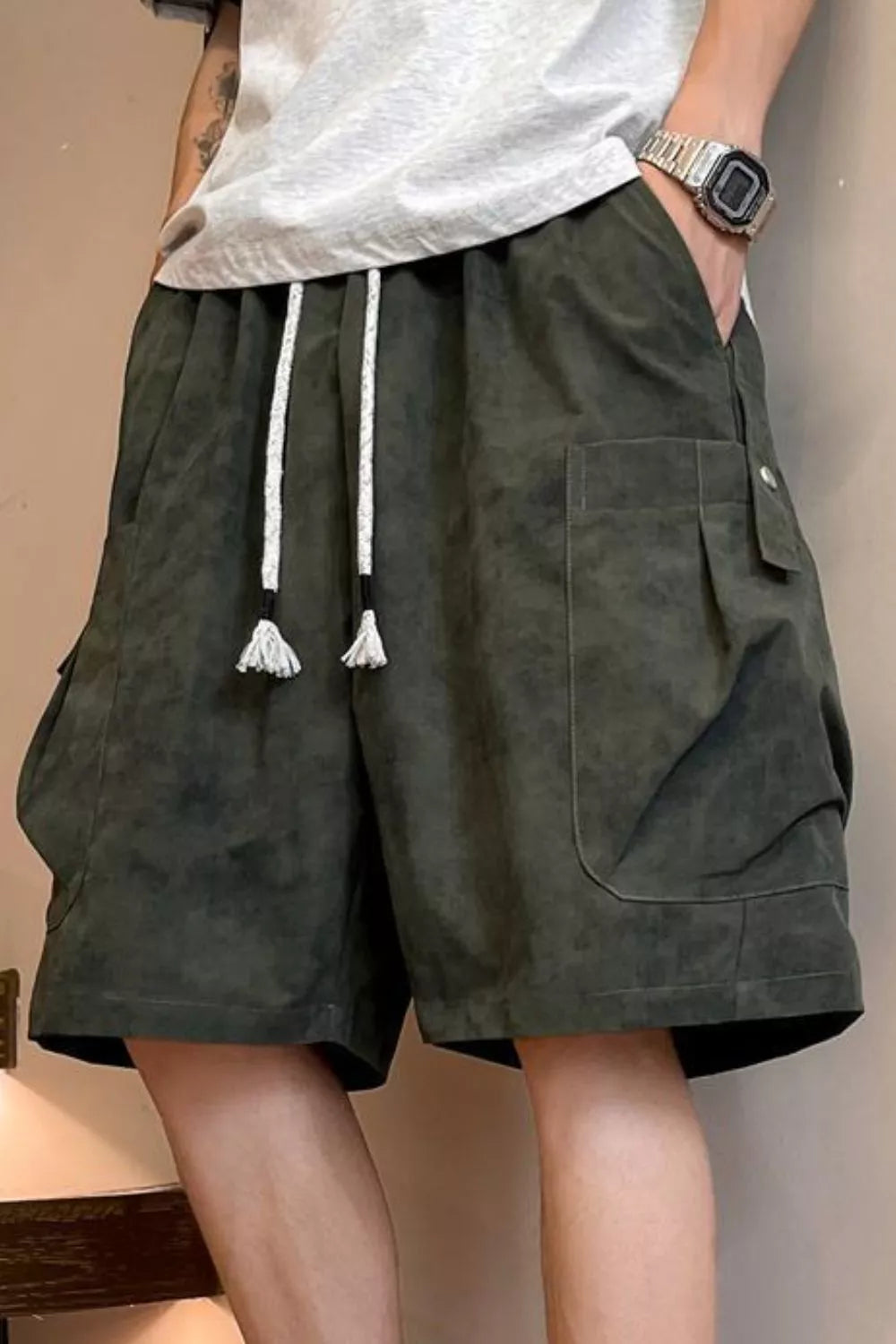 Men's Full Size Drawstring Shorts with Pockets Plus Size