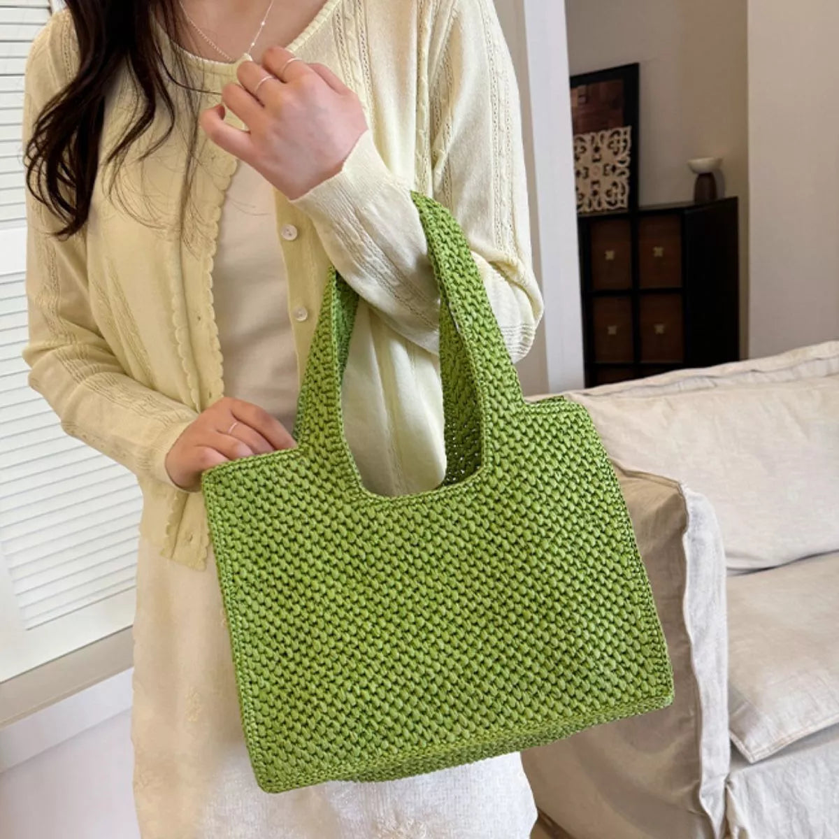Woven Straw Handbag