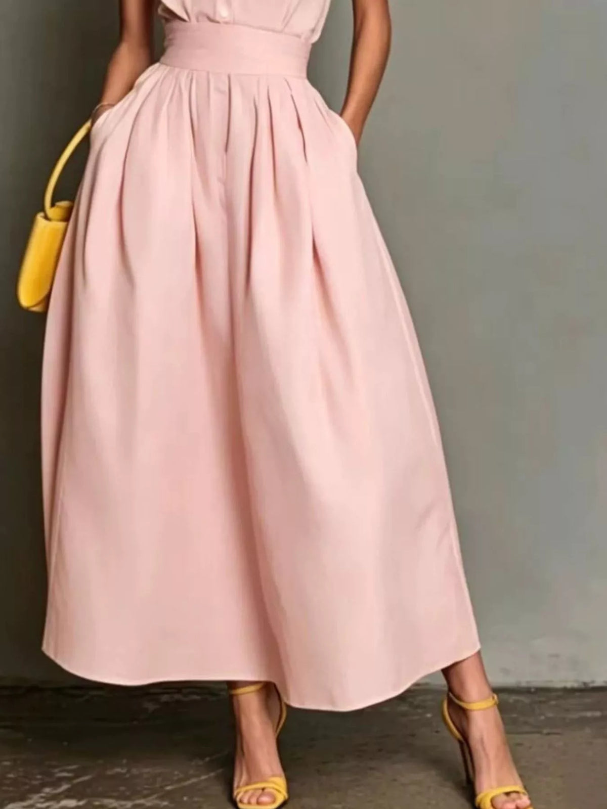 Sleeveless Collared A-Line Midi Dress