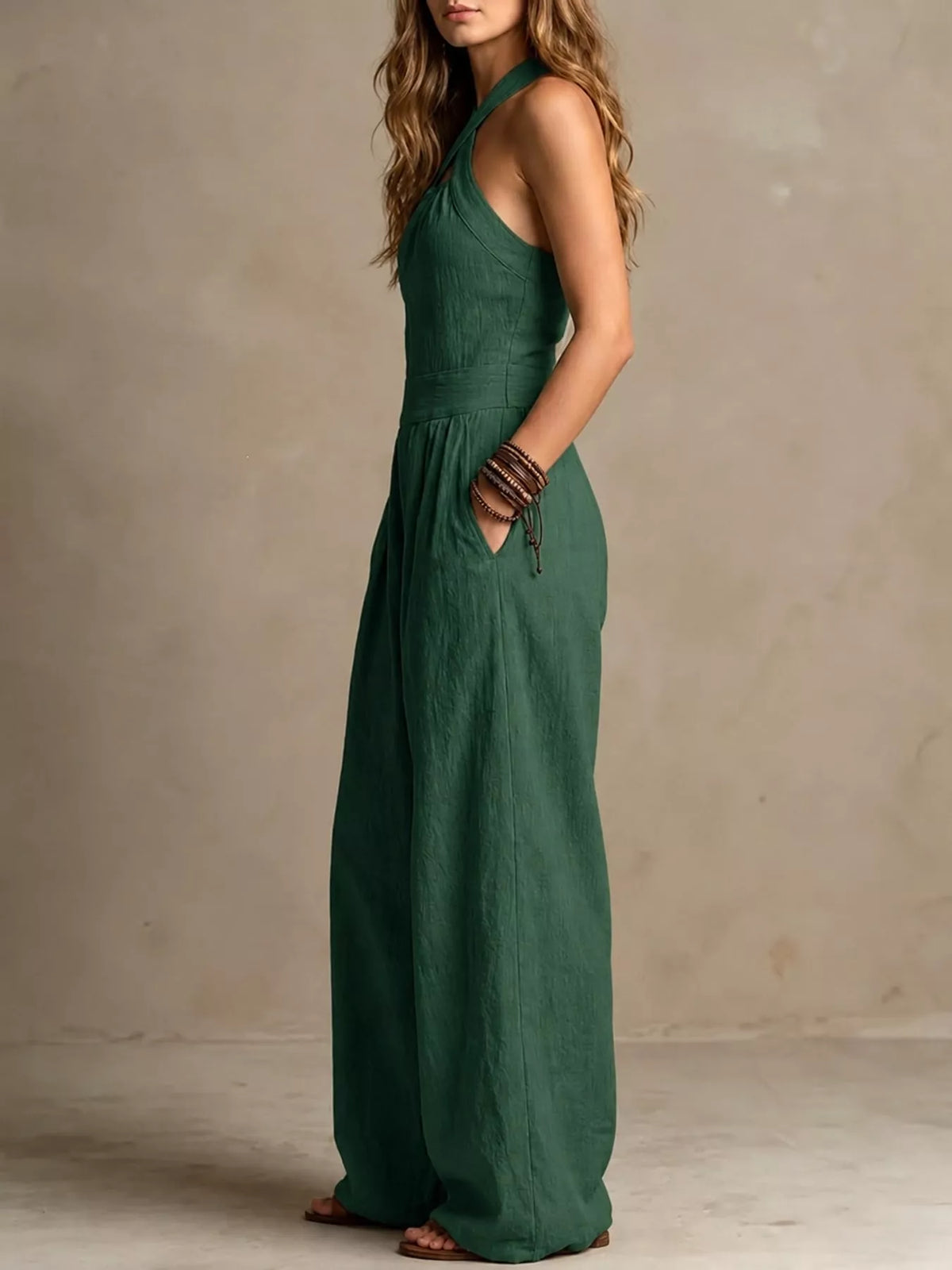 Full Size Halter Neck Wide-Leg Jumpsuit Plus Size