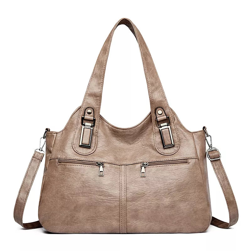 Vintage Style PU Leather Large Handbag