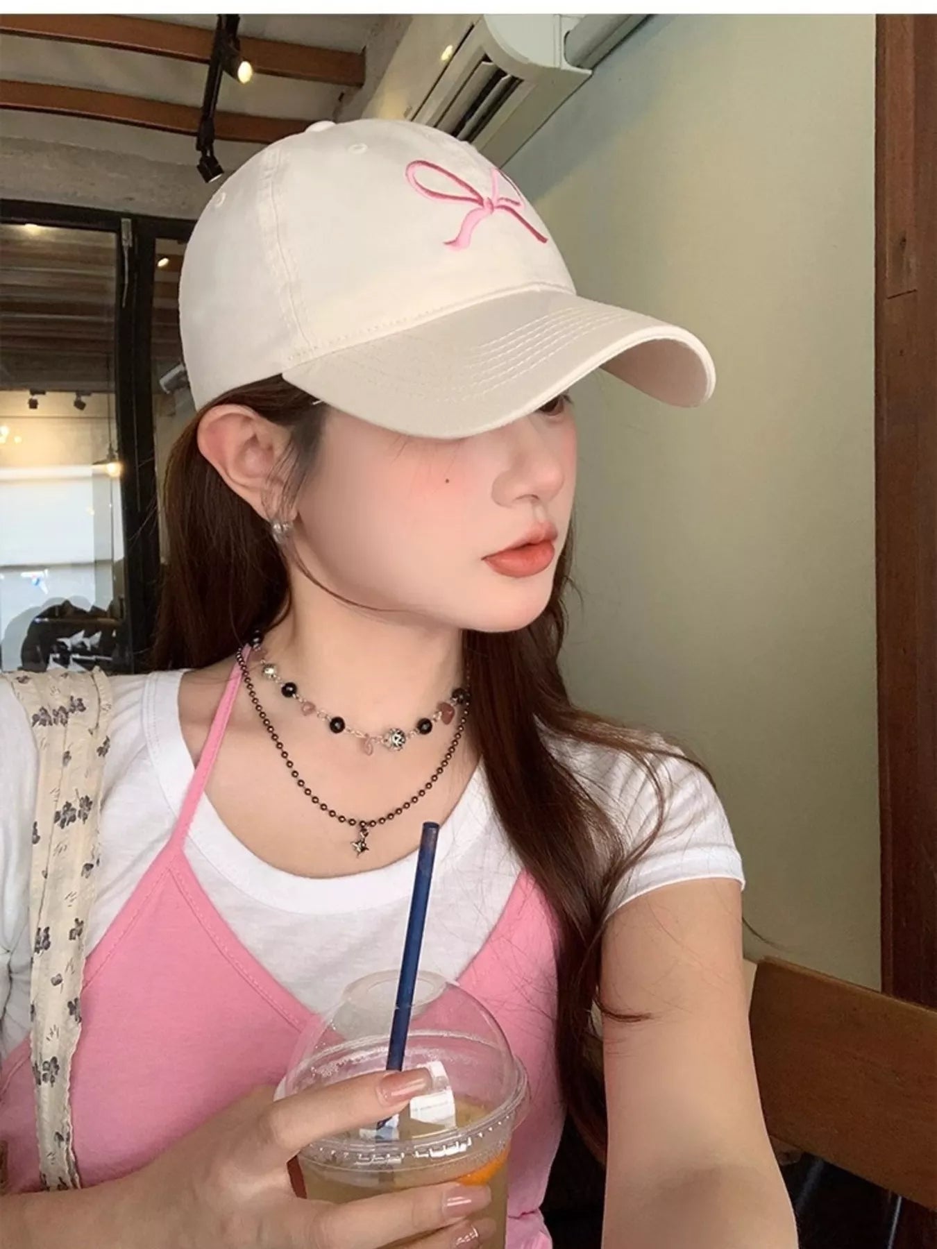 Embroidered Bow Baseball Cap