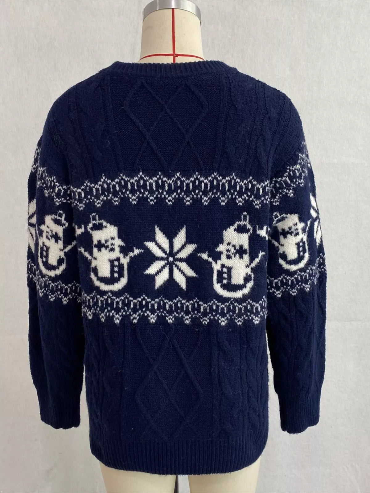 Christmas Snowman Pattern Cable Knit Sweater
