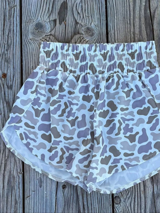 Camo Print Elastic Waist Shorts