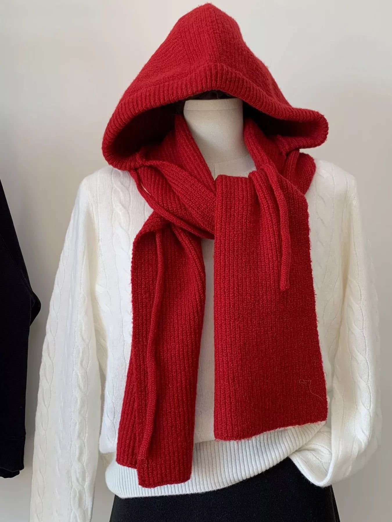 Knitted Solid Color Scarf Hat