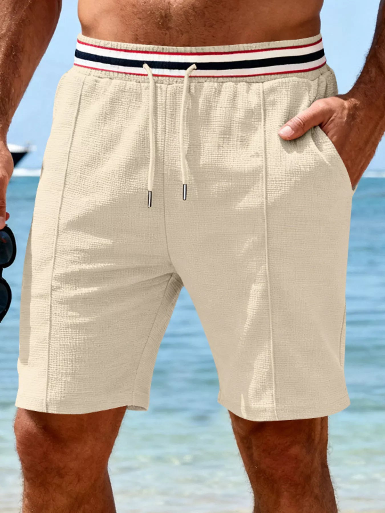 Men's Full Size Casual Textured Drawstring Shorts Plus Size