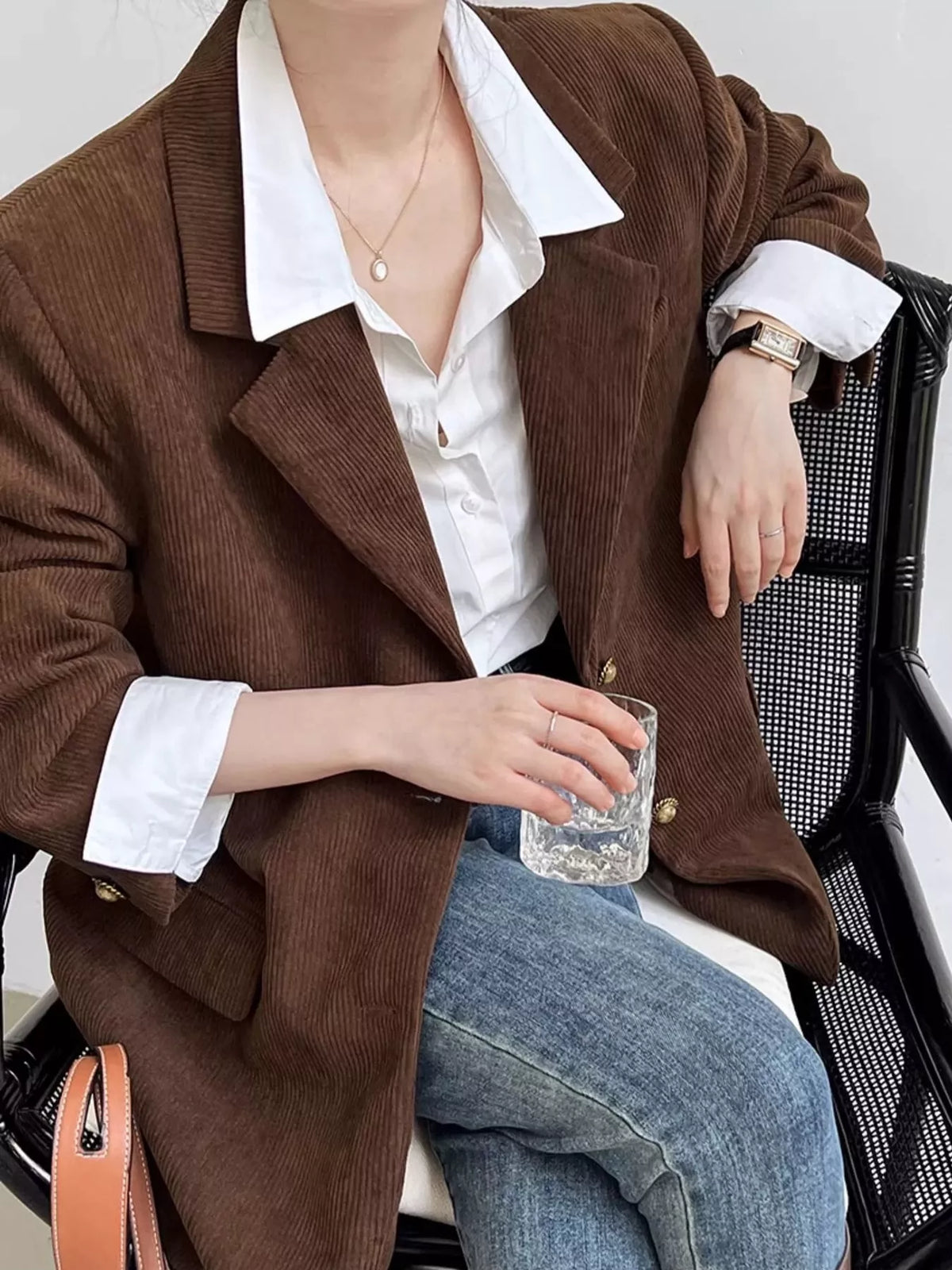 Corduroy Lapel Collar Blazer