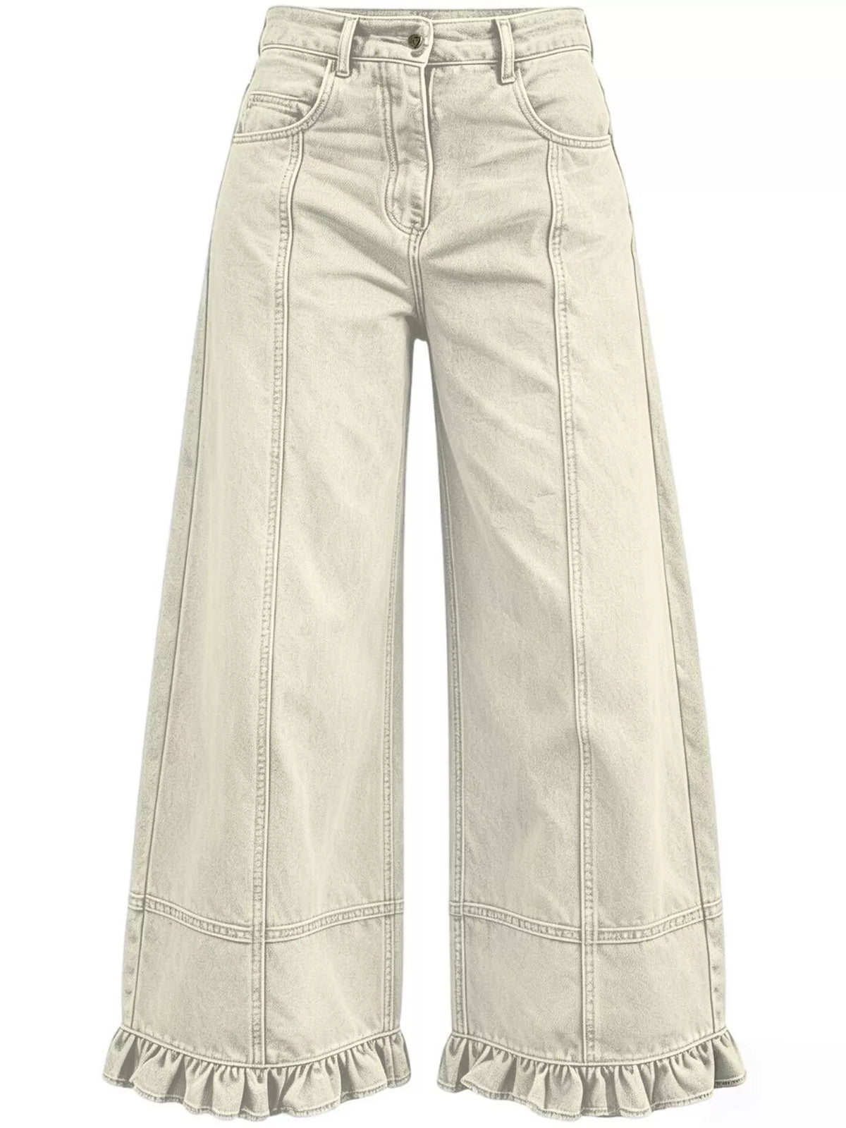 Full Size High-Waisted Wide-Leg Ruffled Hem Jeans Plus Size