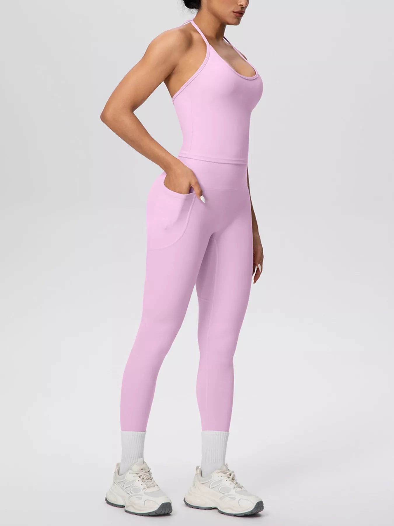 Halter Neck Cami and High-Waisted Leggings Active Set