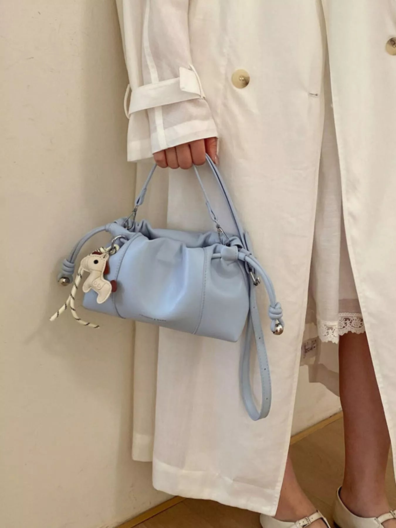 Drawstring Leather Crossbody Bag