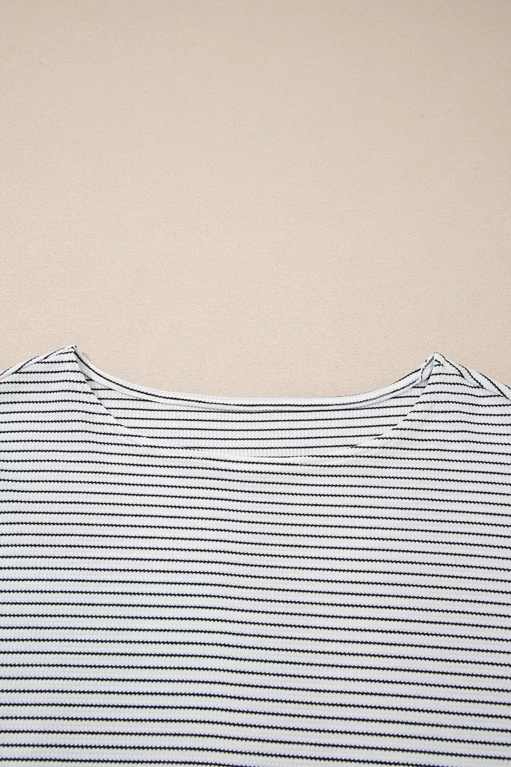 Stripe Contrasted Ruffle Trim Loose Long Sleeve Top