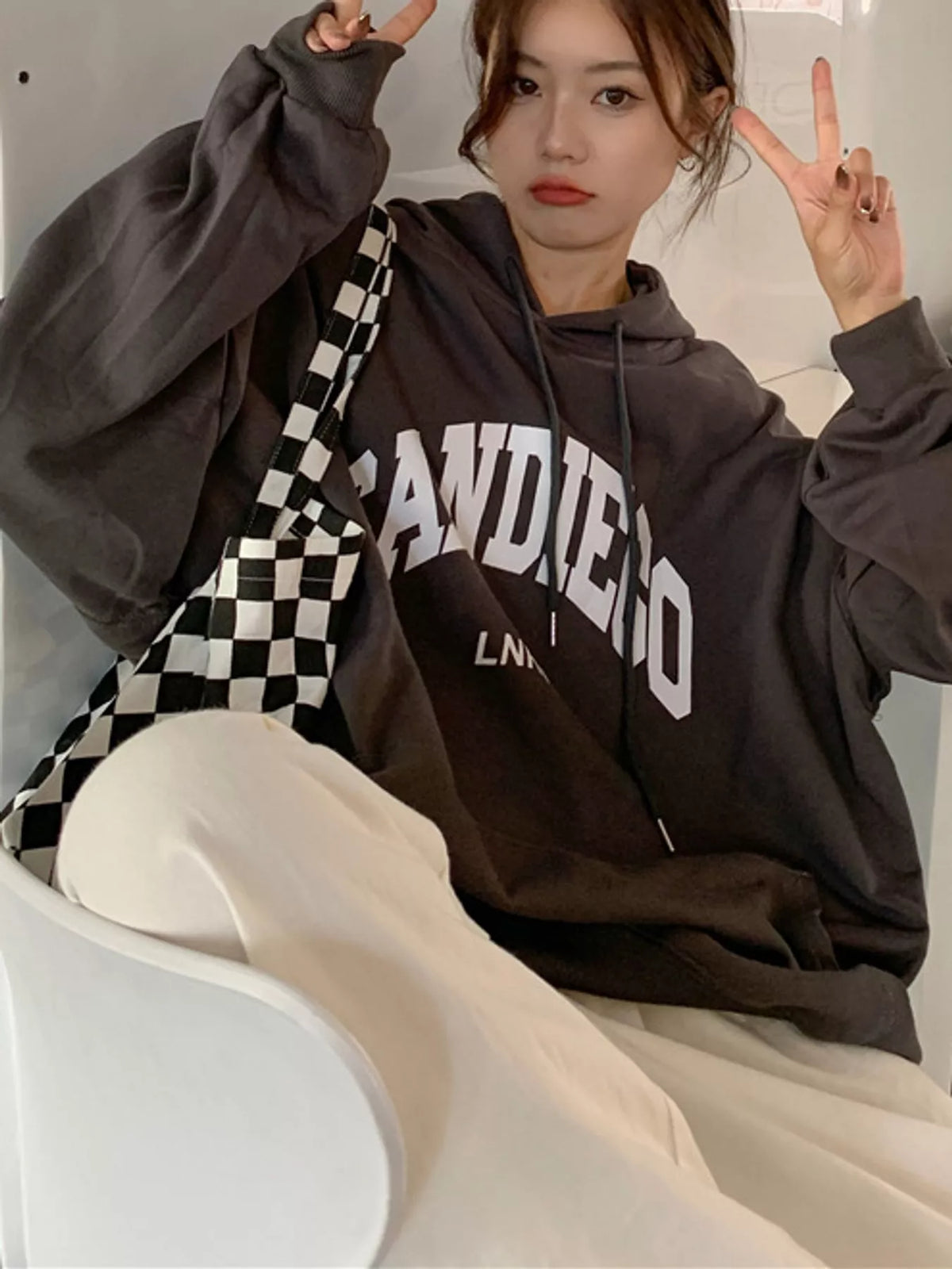 Letter Graphic Long Sleeve Hoodie