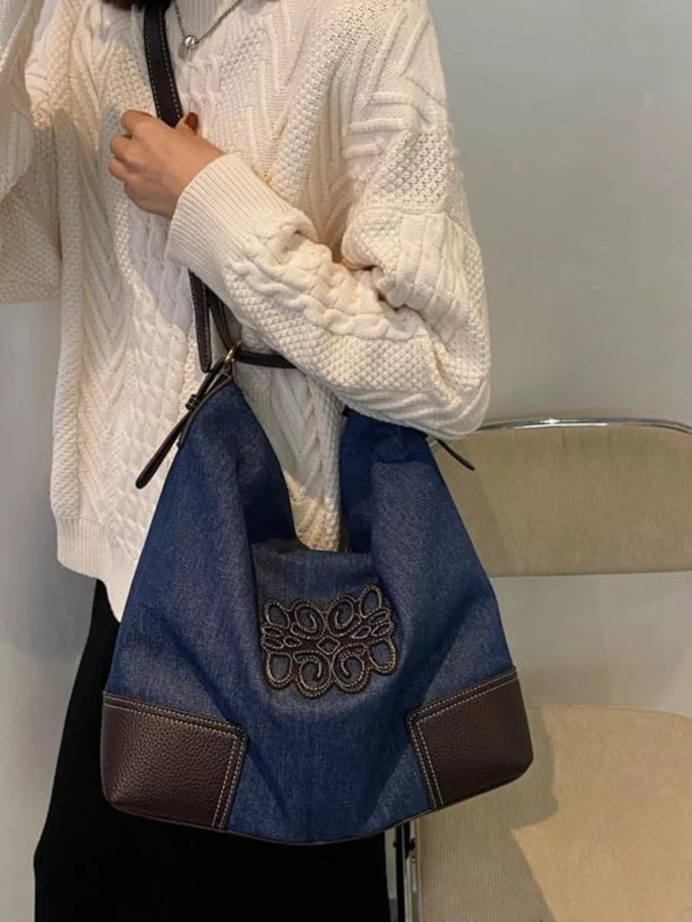 Embroidered Canvas Tote Bag